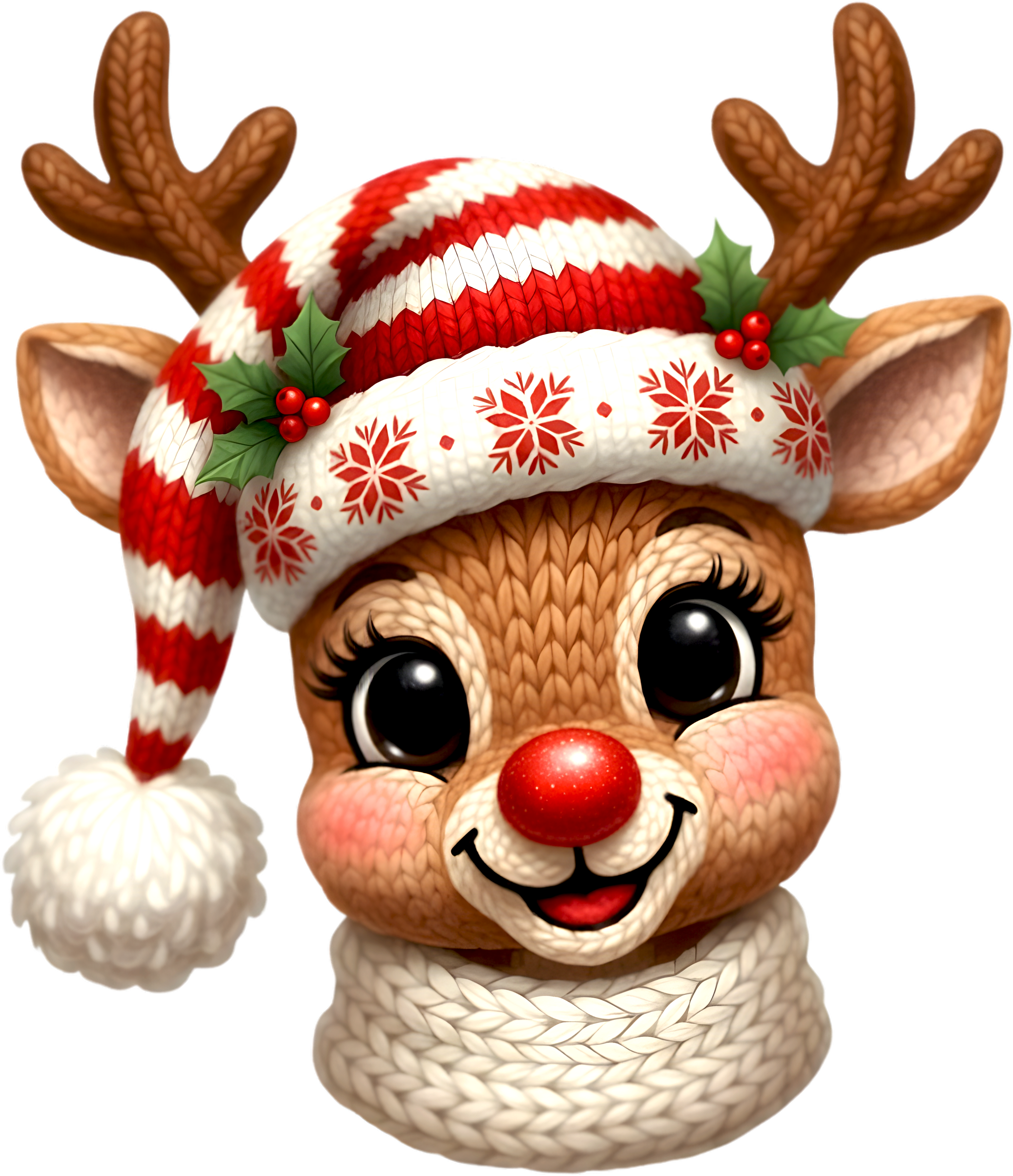 Latch Hook Yarn Crochet Christmas Reindeer - Christmas Ready to Press DTF Transfer
