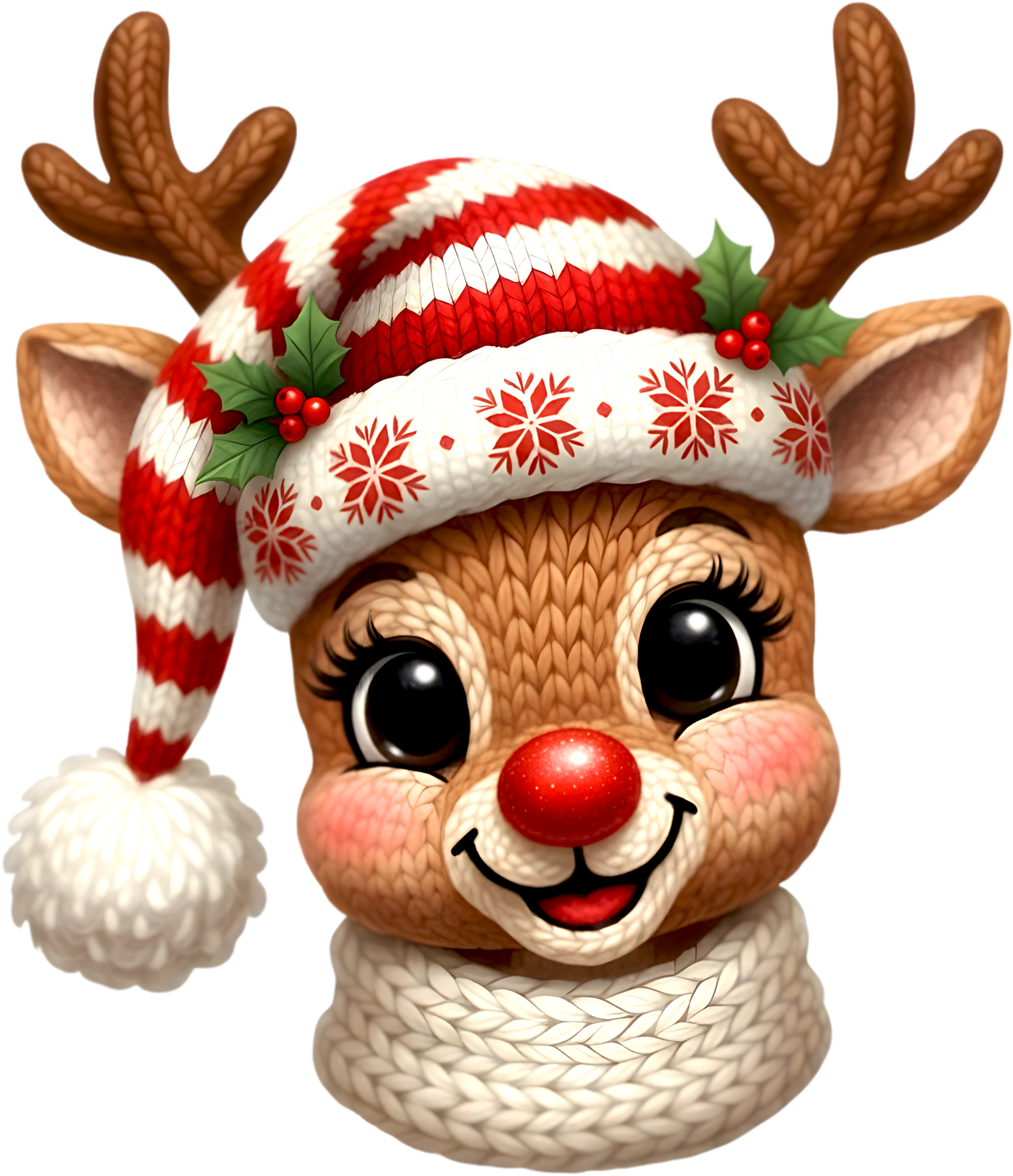 Latch Hook Yarn Crochet Christmas Reindeer - Christmas Ready to Press DTF Transfer