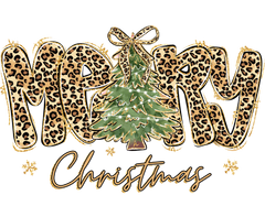 Merry Christmas Leopard Print Tee - Christmas Ready to Press DTF Transfer