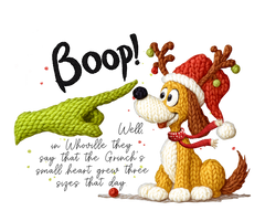 Boop! Cute Christmas Dog Knit Art - Christmas Ready to Press DTF Transfer