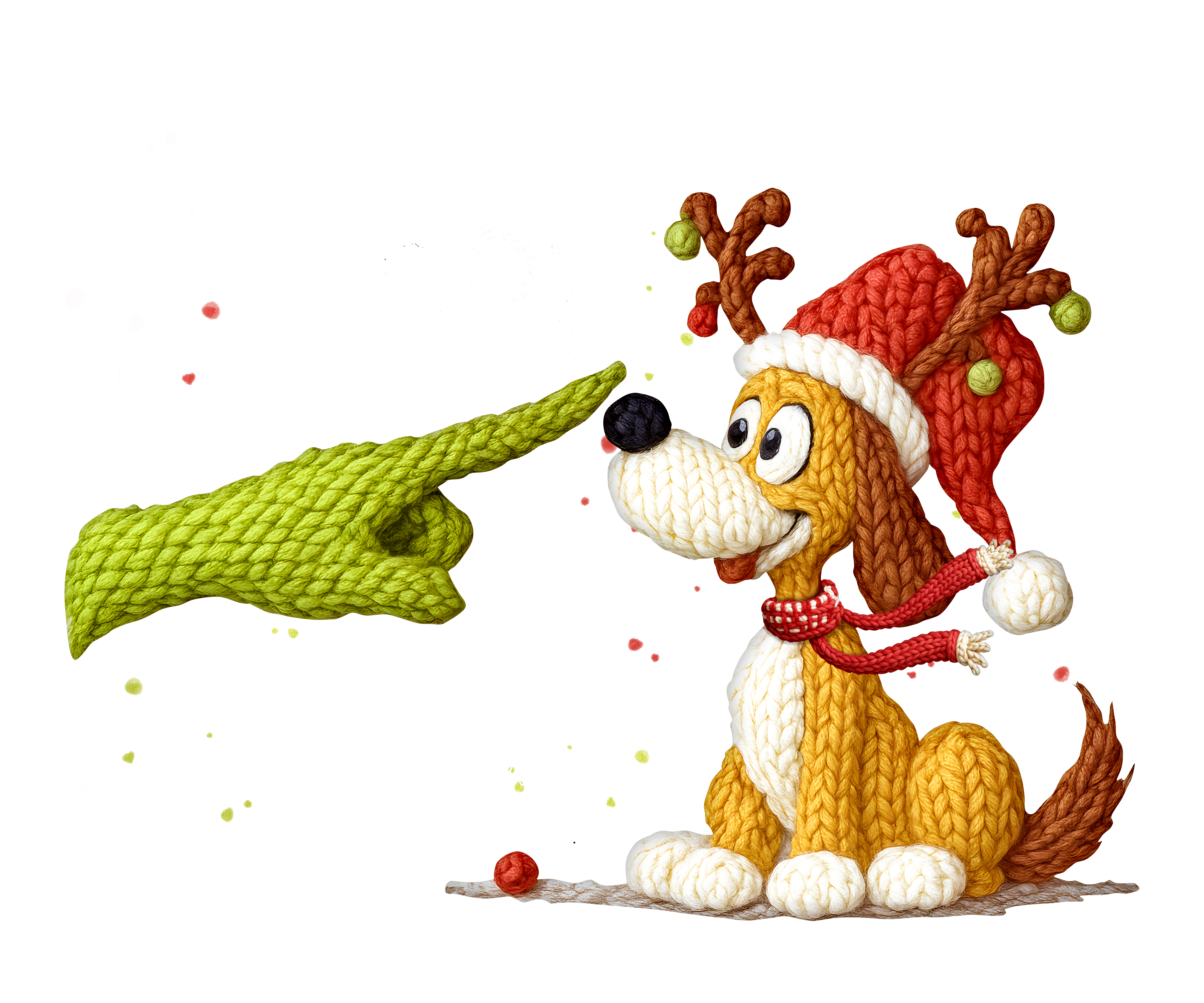 Boop! Cute Christmas Dog Knit Art - Christmas Ready to Press DTF Transfer