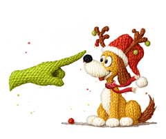 Boop! Cute Christmas Dog Knit Art - Christmas Ready to Press DTF Transfer