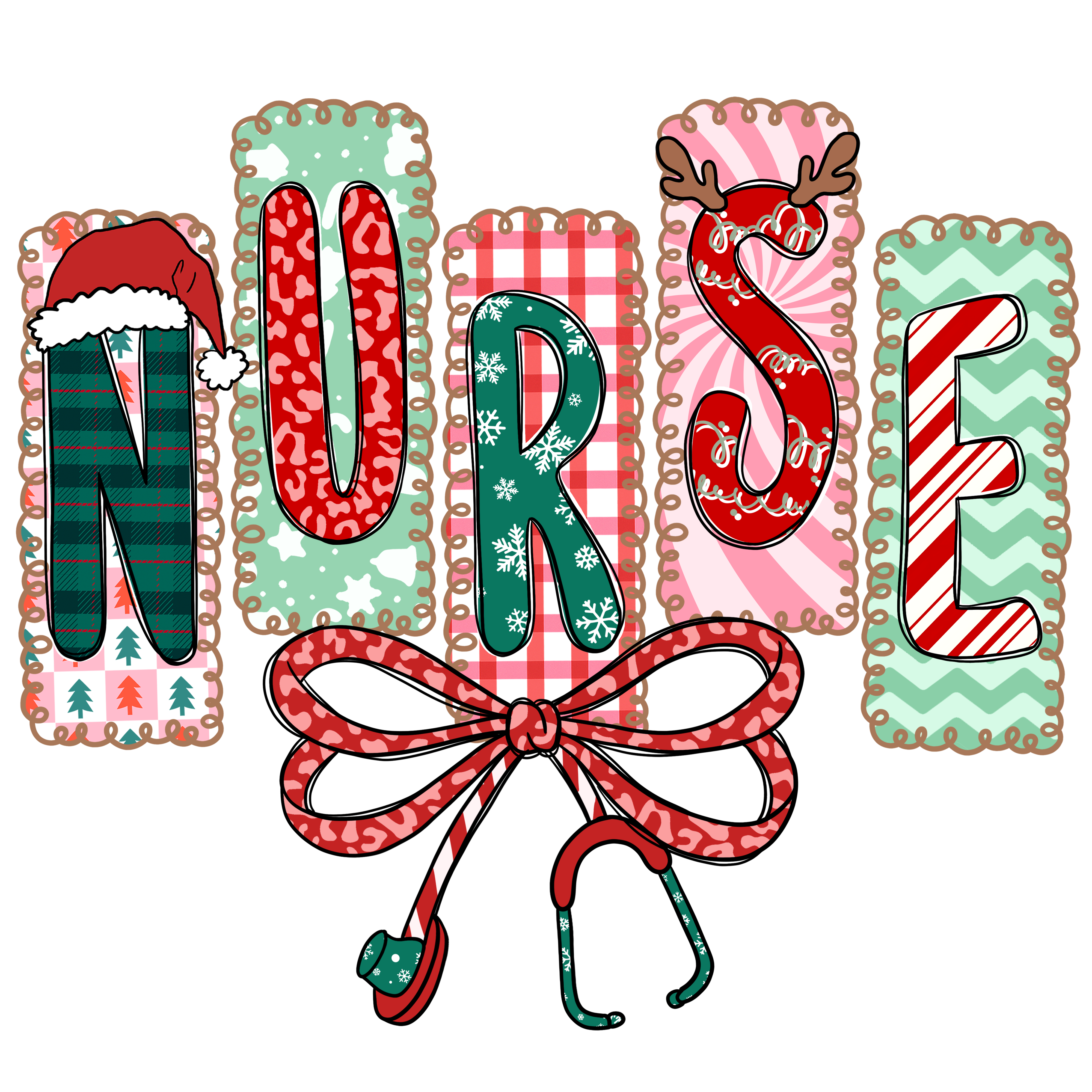 Christmas Nurse Holiday Design - Christmas Ready to Press DTF Transfer