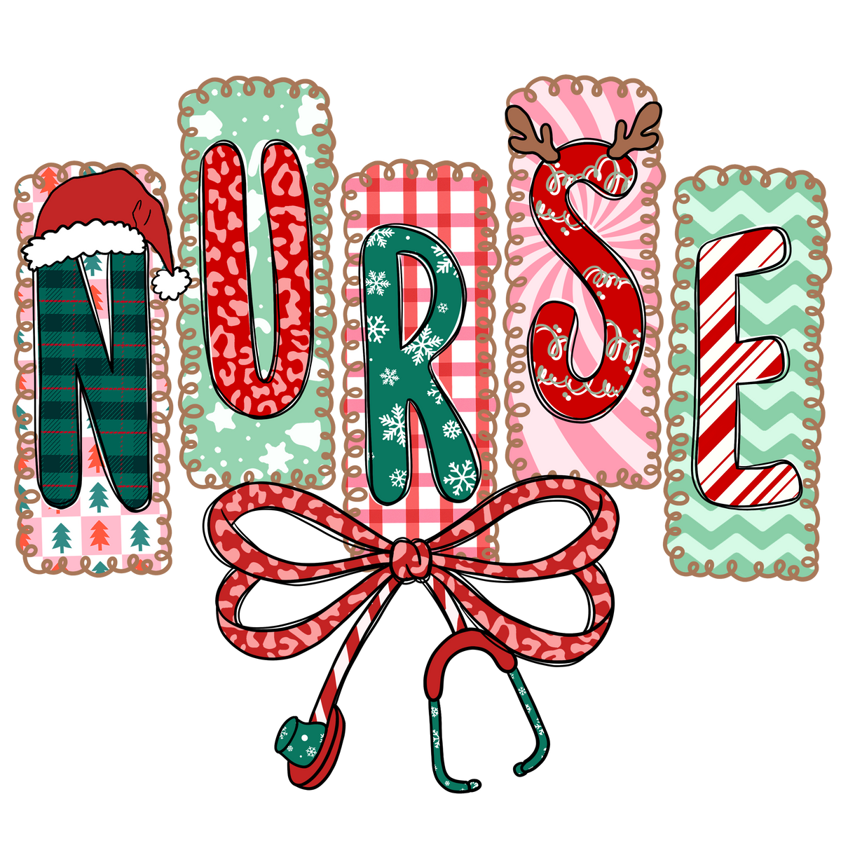 Christmas Nurse Holiday Design - Christmas Ready to Press DTF Transfer