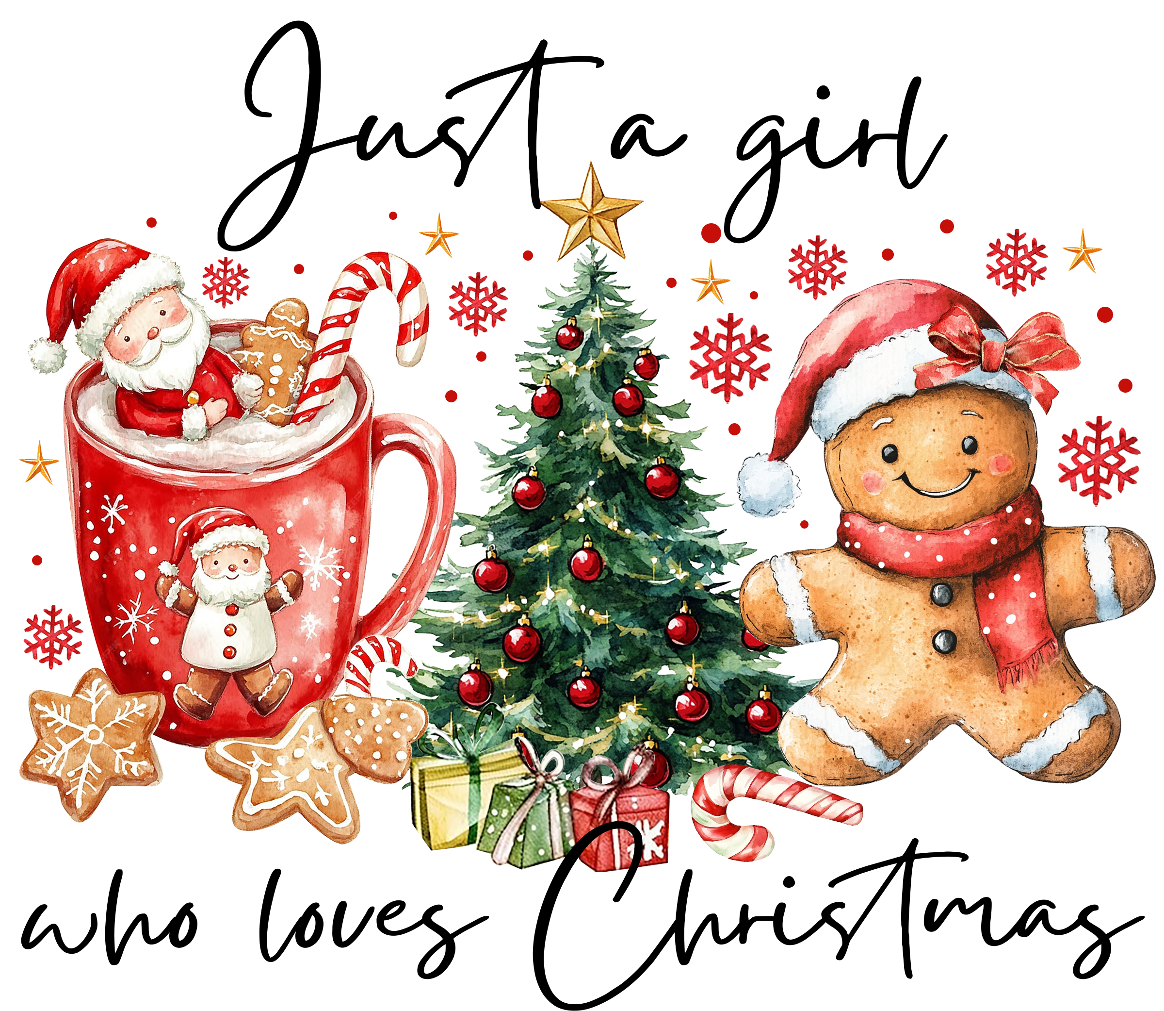 Cozy Christmas Watercolor Design - Christmas Ready to Press DTF Transfer