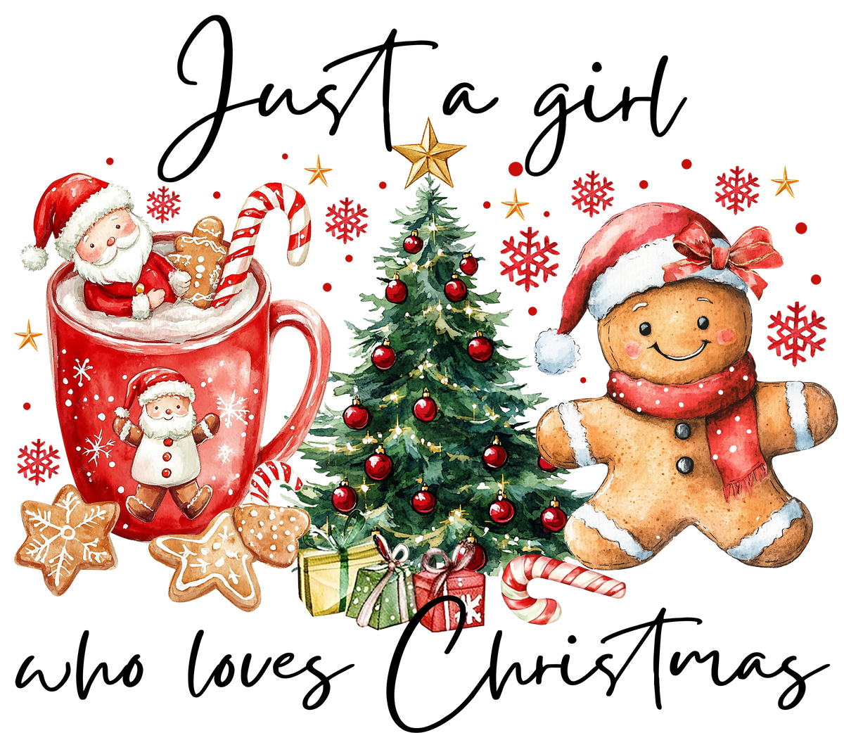 Cozy Christmas Watercolor Design - Christmas Ready to Press DTF Transfer