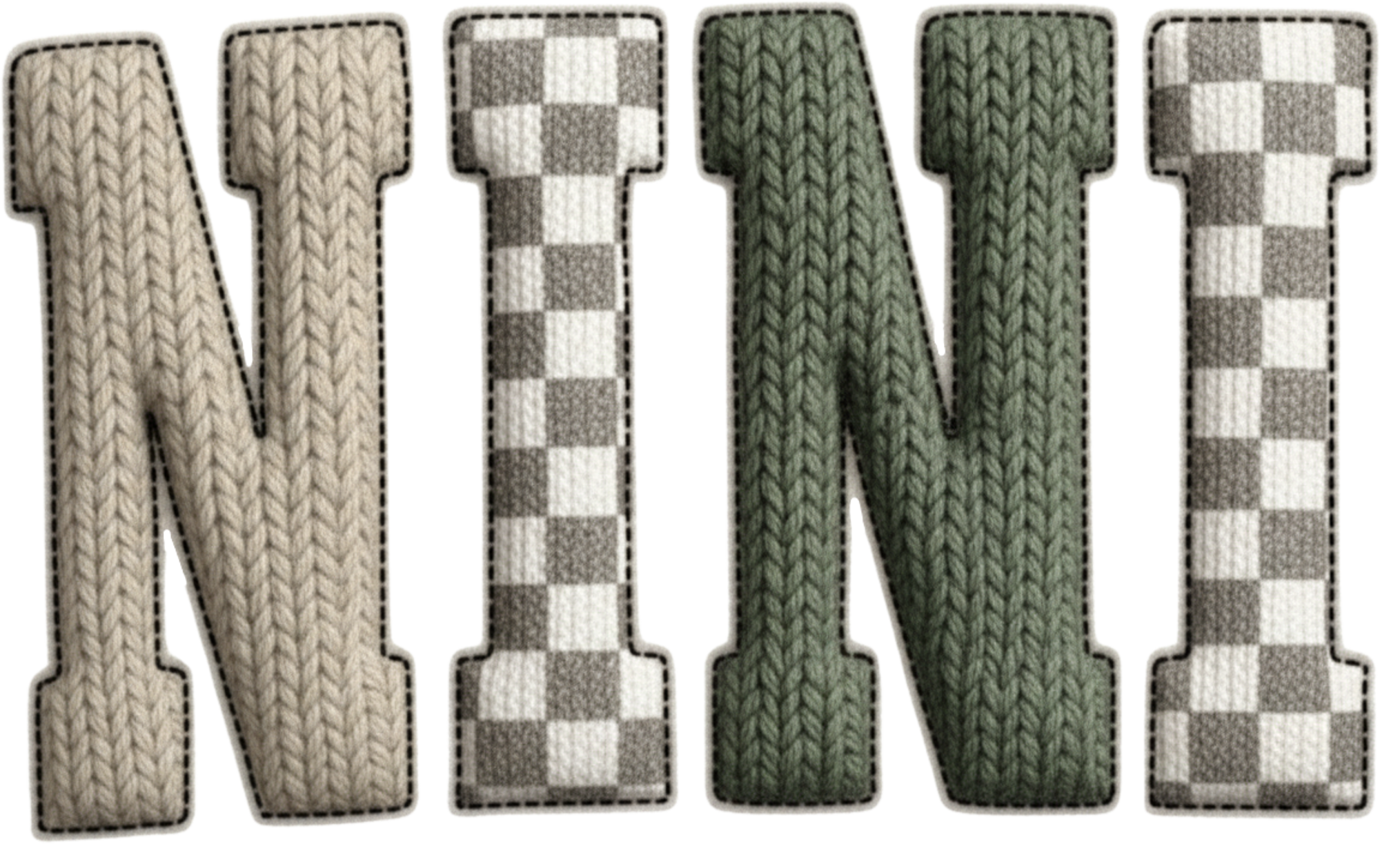 Faux Yarn Crochet Nini - Family Ready to Press DTF Transfer