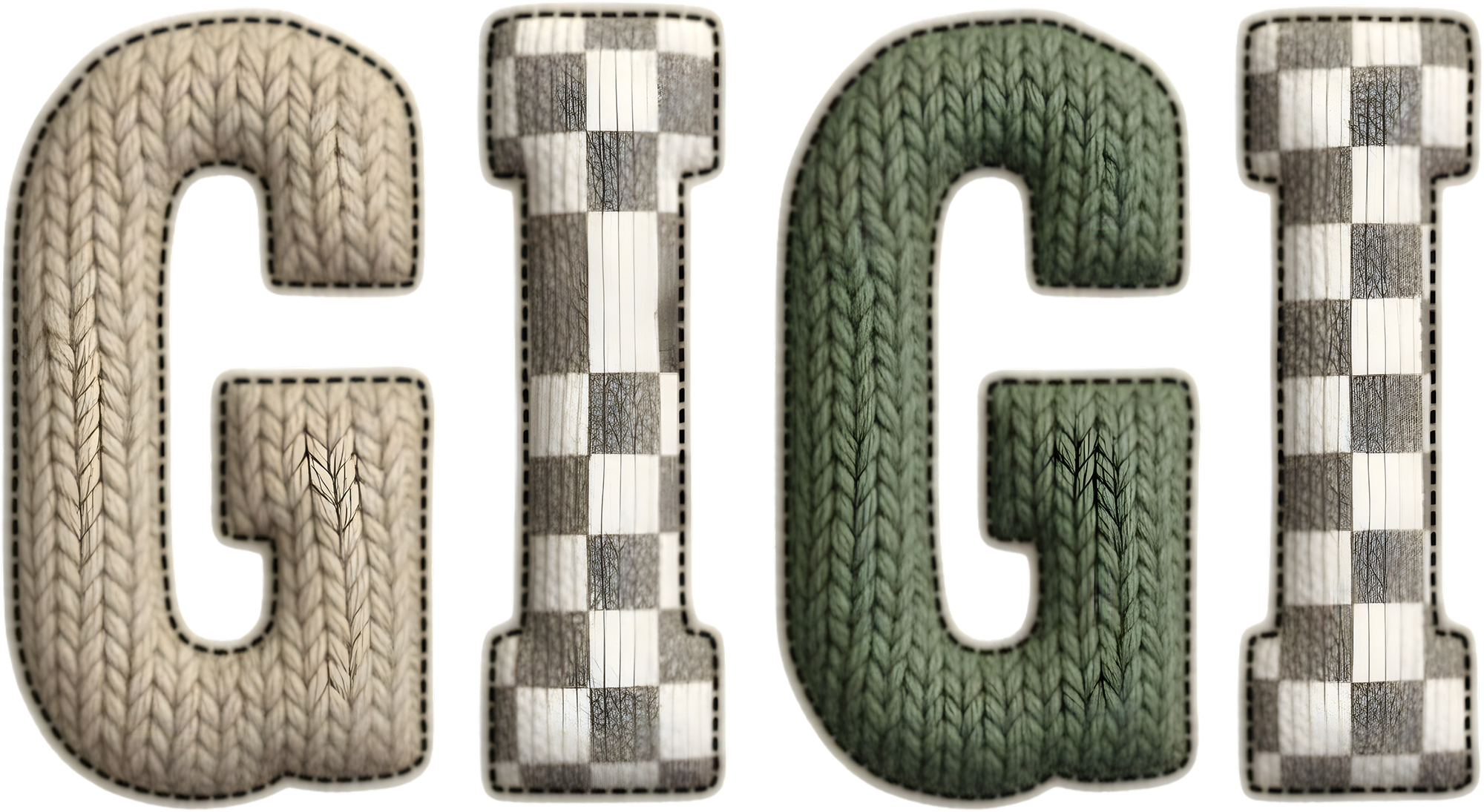 Faux Yarn Crochet Gigi - Family Ready to Press DTF Transfer