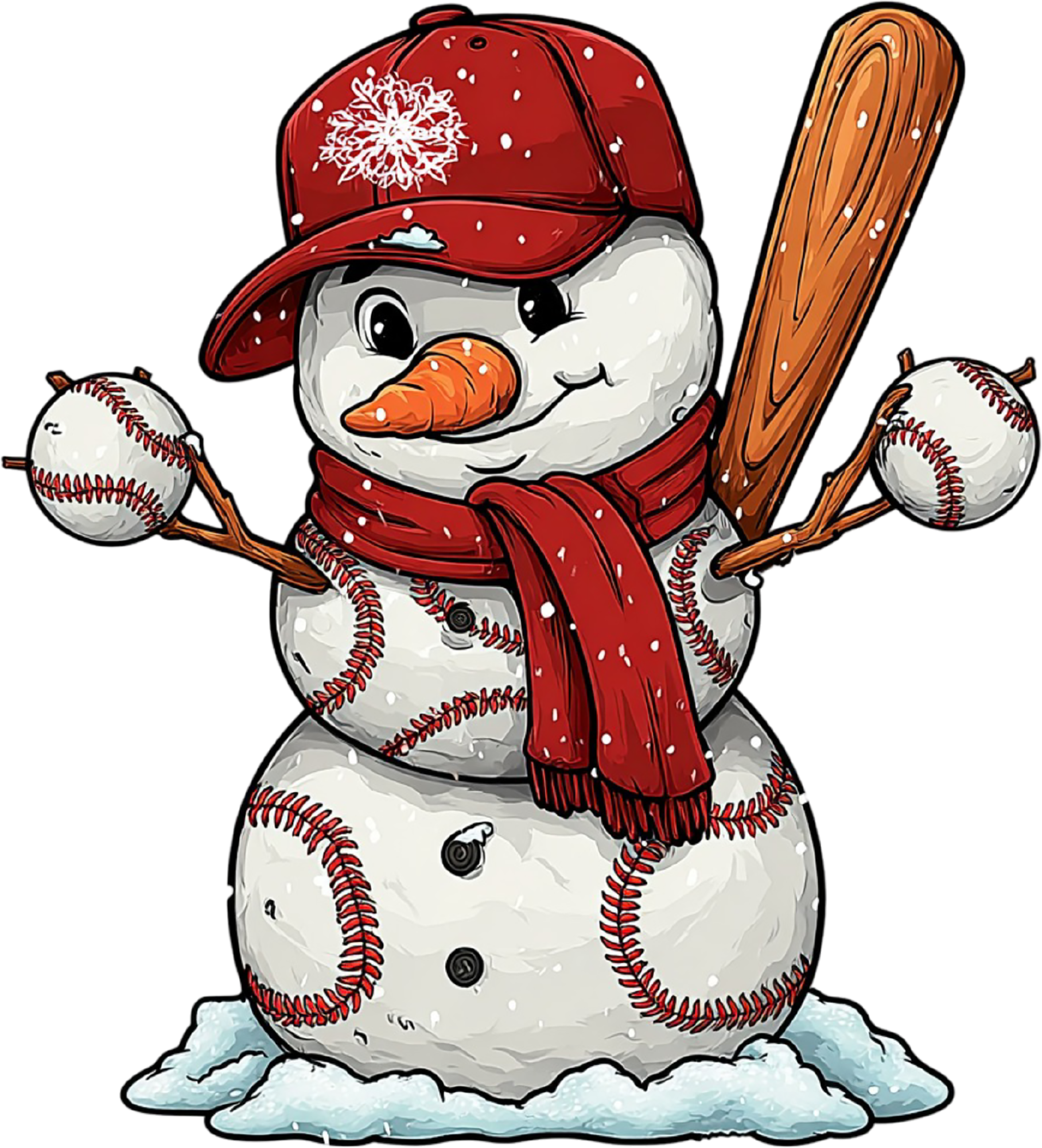 Christmas Baseball Snowman - Christmas Ready to Press DTF Transfer