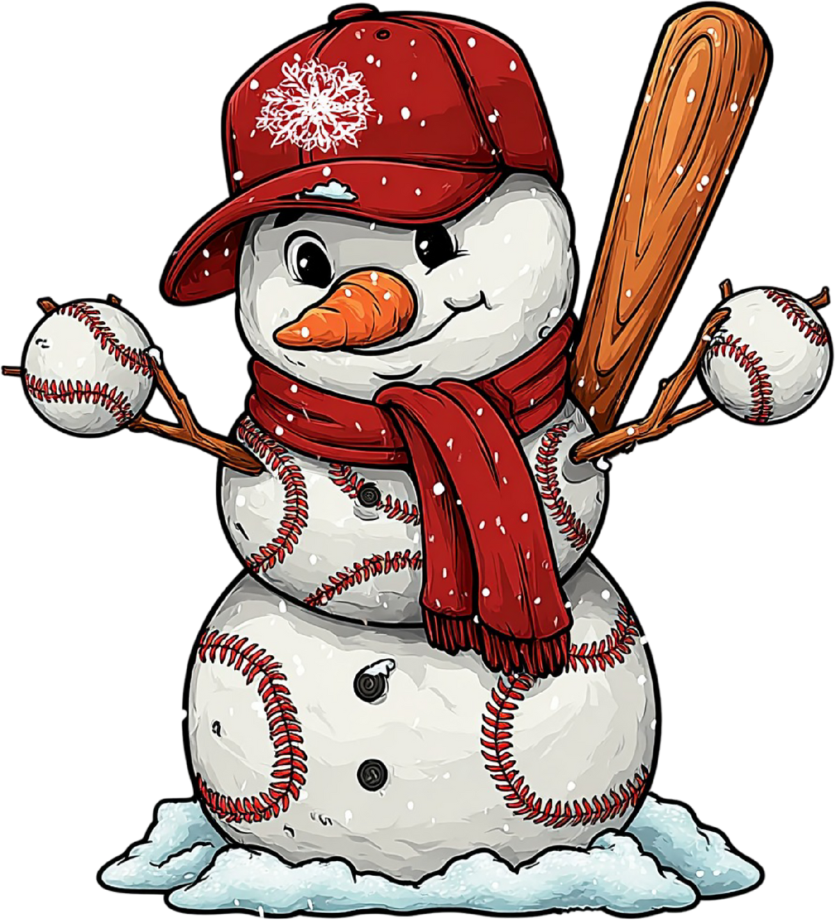 Christmas Baseball Snowman - Christmas Ready to Press DTF Transfer