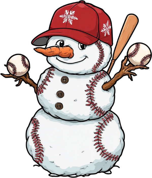 Christmas Baseball Snowman - Christmas Ready to Press DTF Transfer