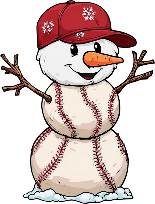 Christmas Baseball Snowman - Christmas Ready to Press DTF Transfer