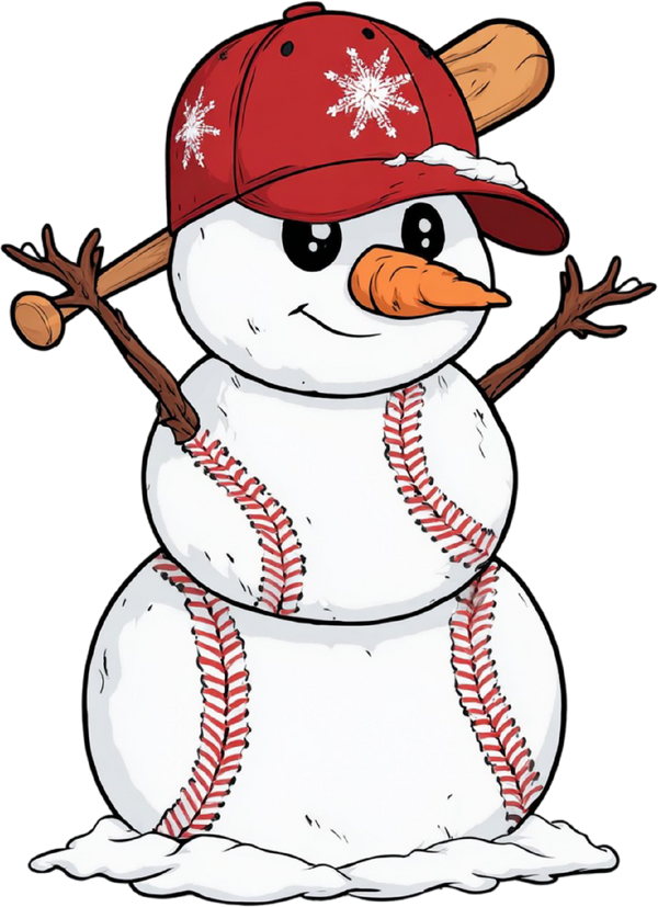 Christmas Baseball Snowman - Christmas Ready to Press DTF Transfer