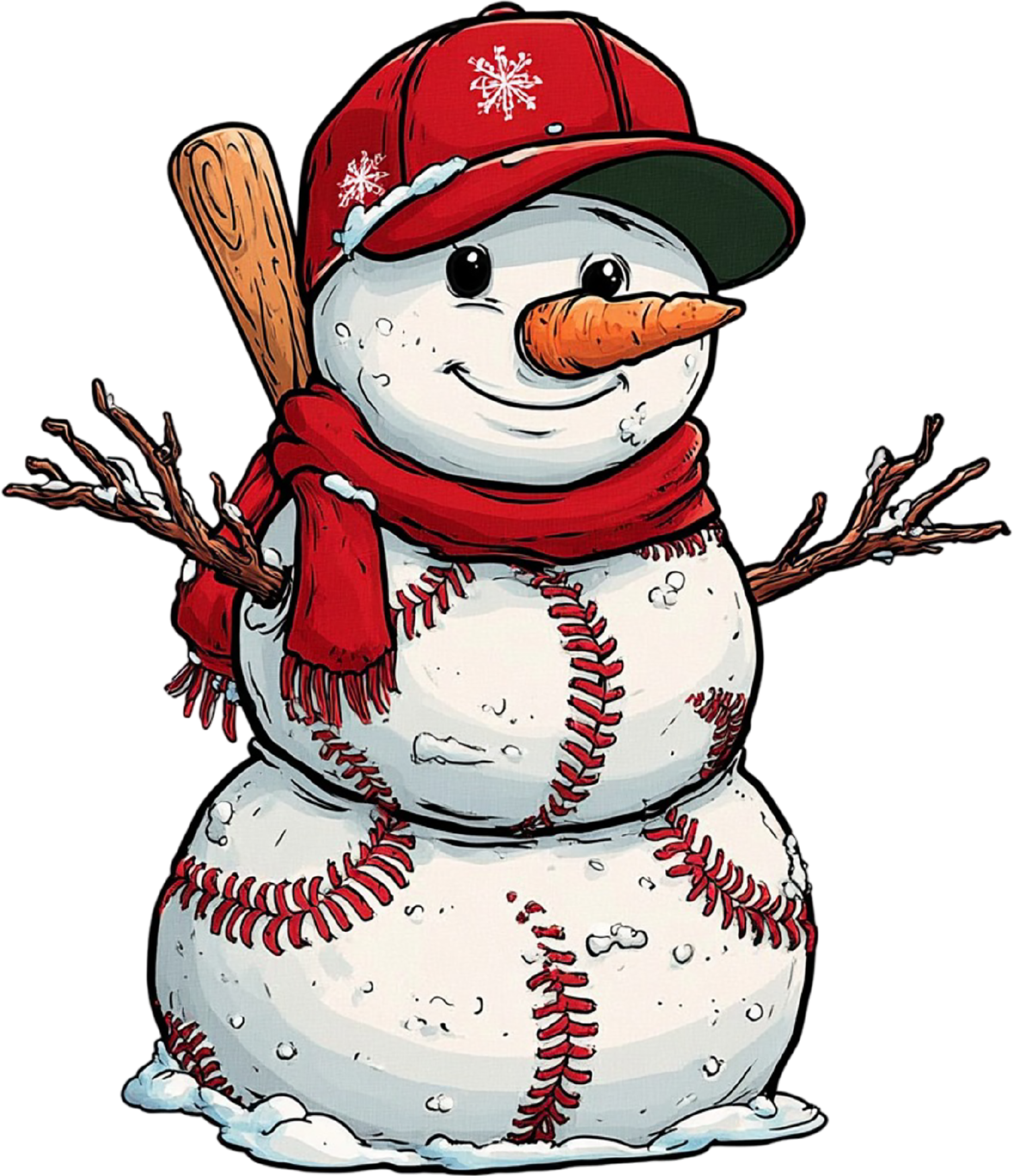 Christmas Baseball Snowman - Christmas Ready to Press DTF Transfer