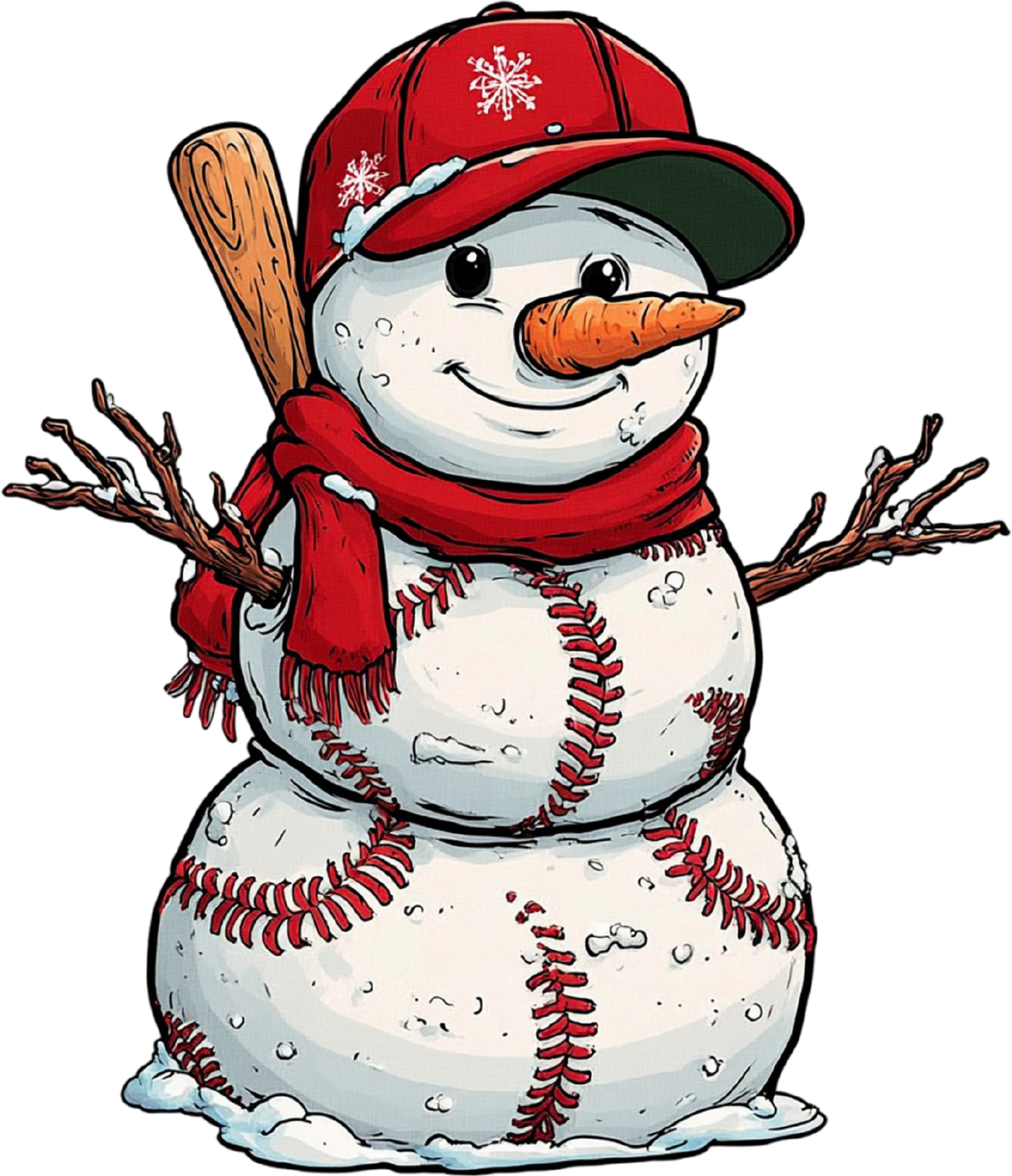 Christmas Baseball Snowman - Christmas Ready to Press DTF Transfer