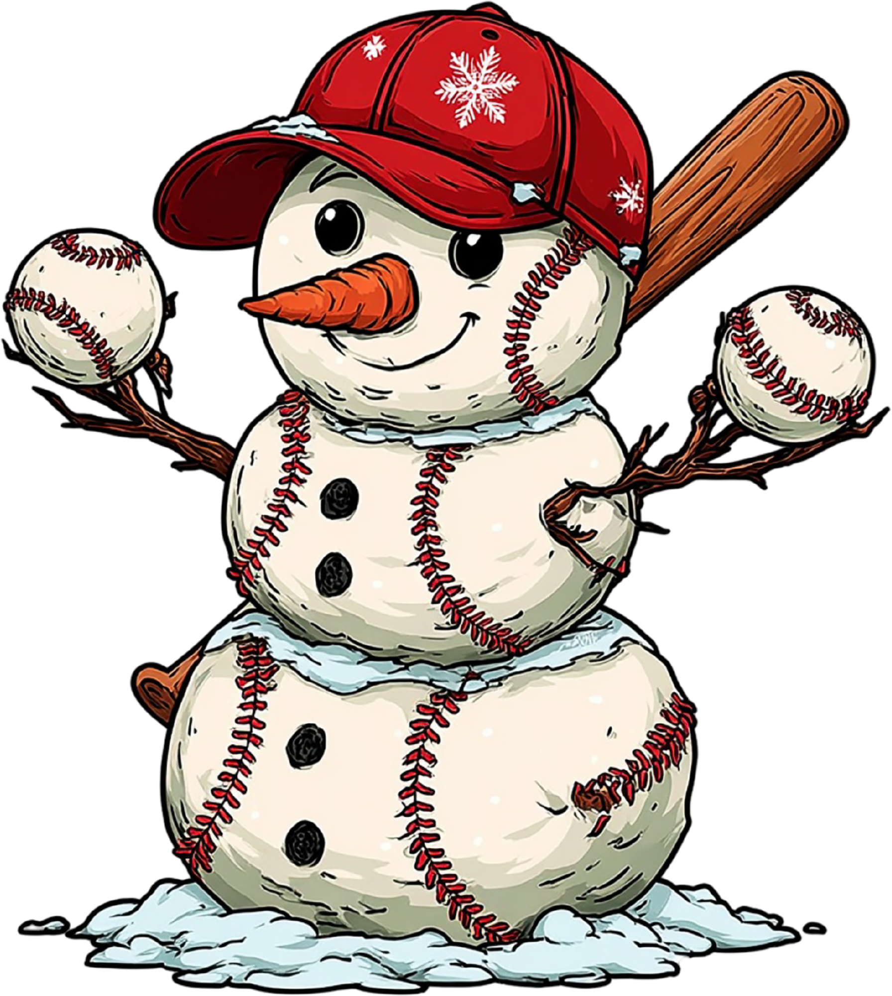 Christmas Baseball Snowman - Christmas Ready to Press DTF Transfer