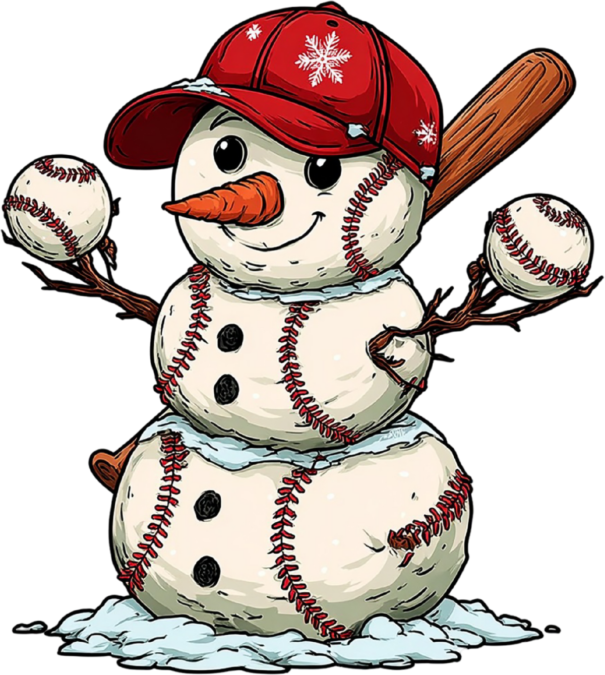 Christmas Baseball Snowman - Christmas Ready to Press DTF Transfer