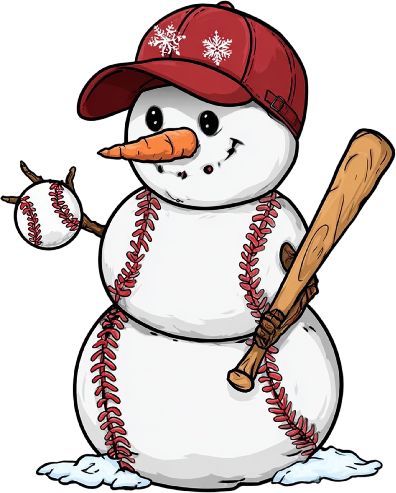 Christmas Baseball Snowman - Christmas Ready to Press DTF Transfer