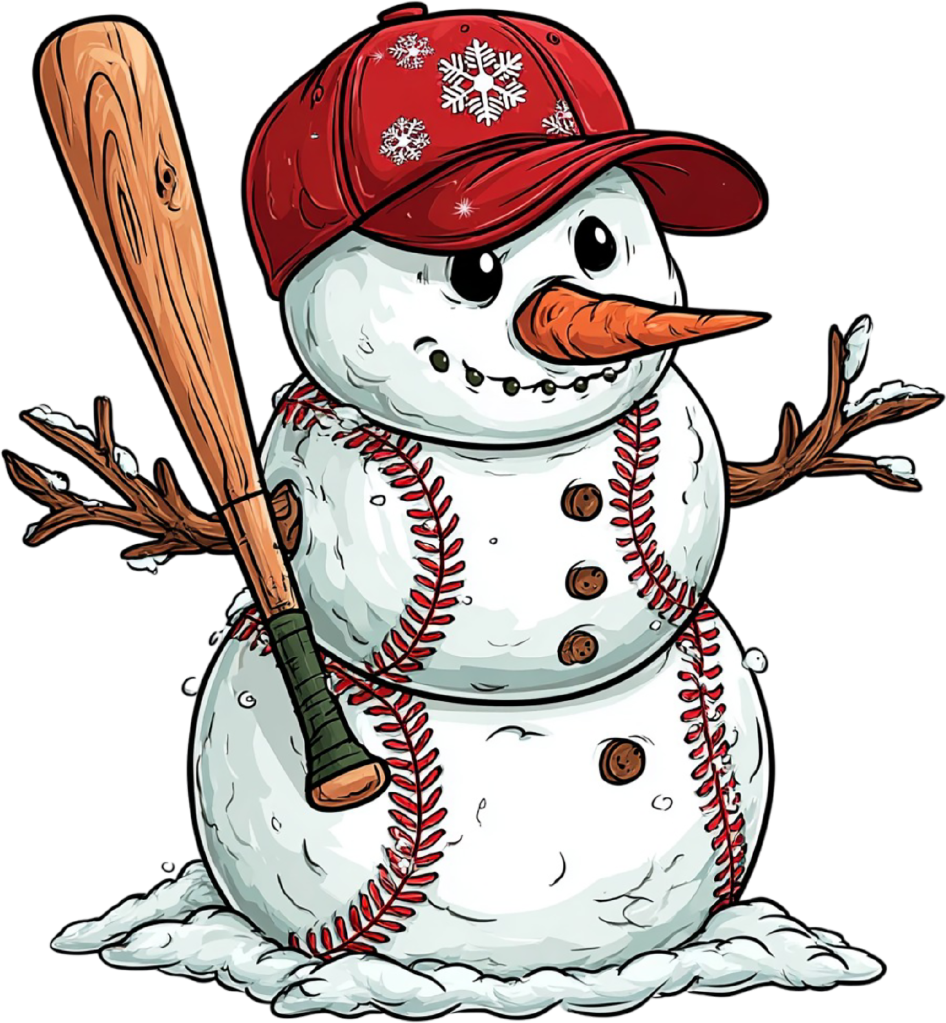 Christmas Baseball Snowman - Christmas Ready to Press DTF Transfer