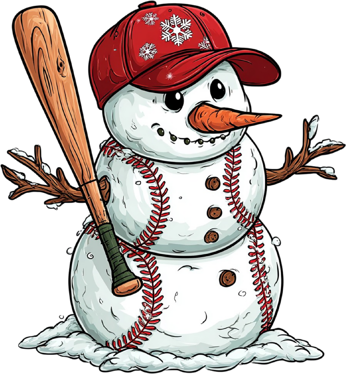 Christmas Baseball Snowman - Christmas Ready to Press DTF Transfer
