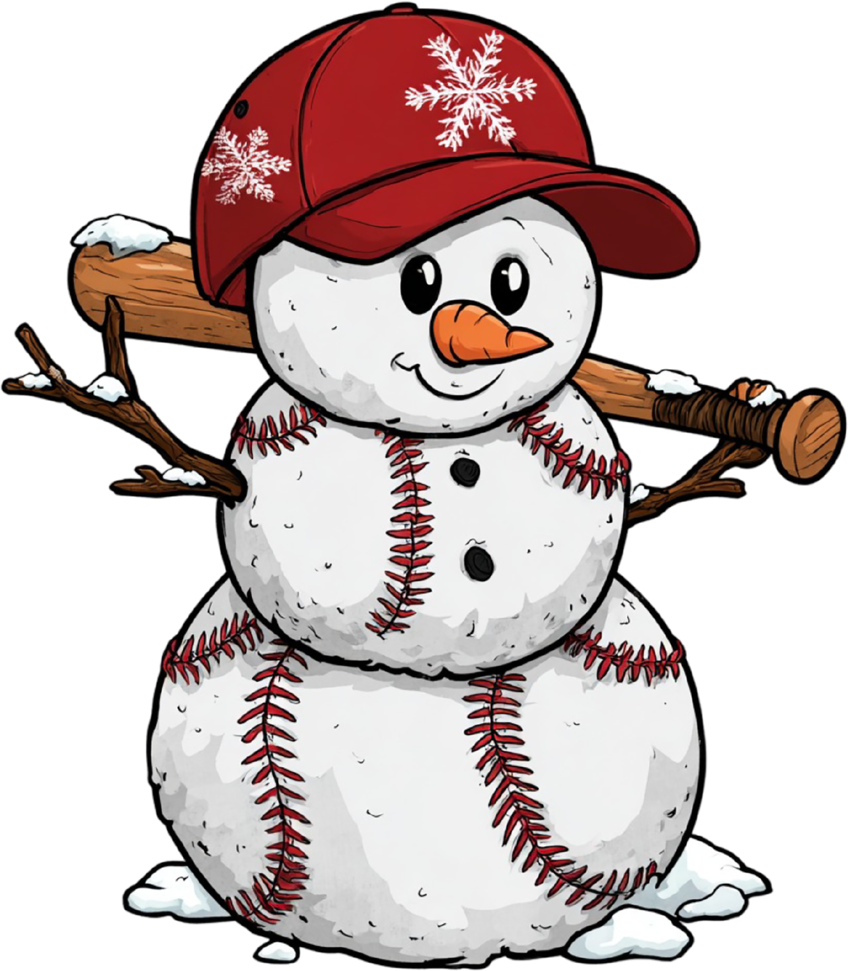 Christmas Baseball Snowman - Christmas Ready to Press DTF Transfer