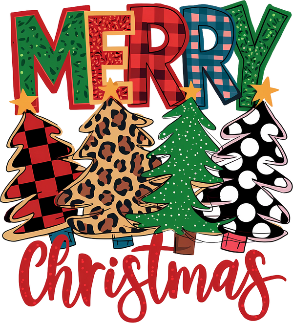 Merry Christmas Plaid And Leopard Tree - Christmas Ready to Press DTF Transfer