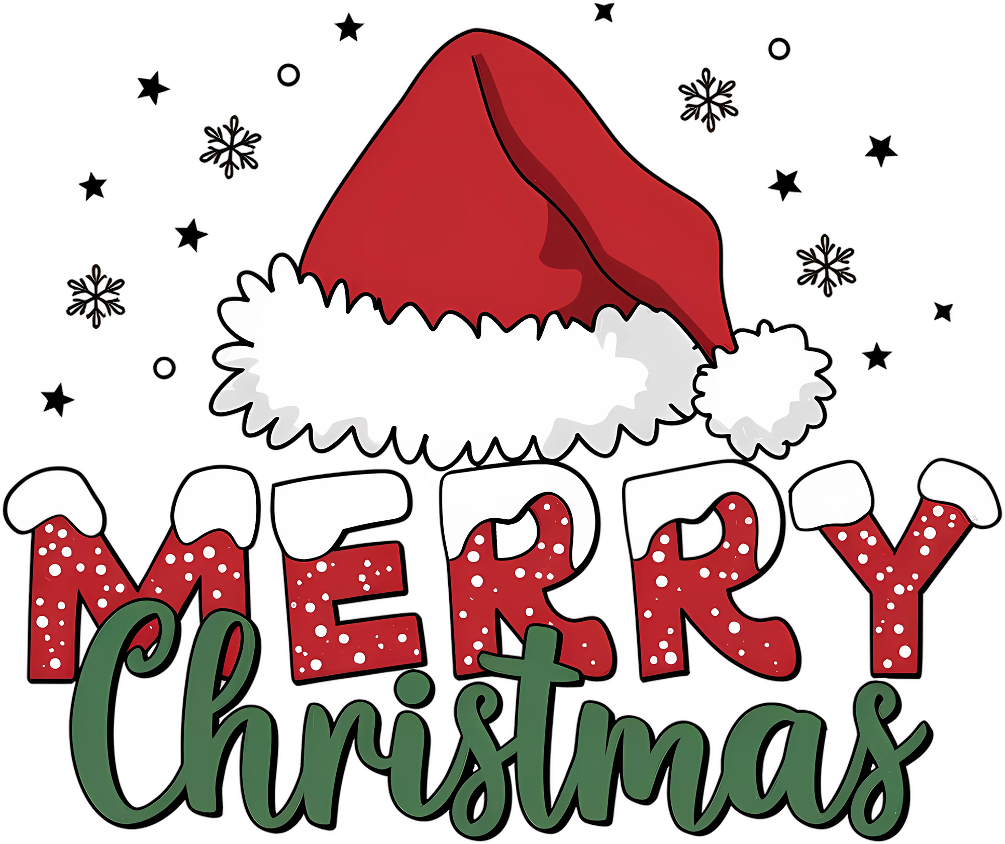 Merry Christmas Santa Hat - Christmas Ready to Press DTF Transfer