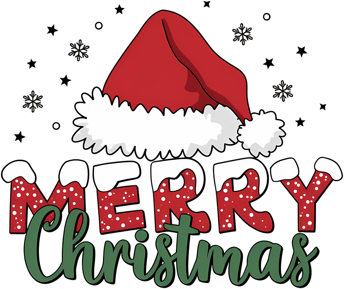 Merry Christmas Santa Hat - Christmas Ready to Press DTF Transfer