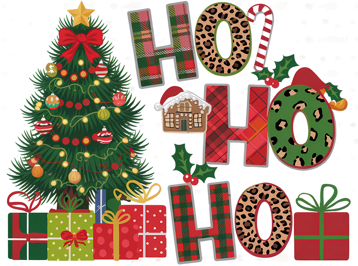 Ho Ho Ho Christmas Tree - Christmas Ready to Press DTF Transfer