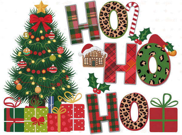 Ho Ho Ho Christmas Tree - Christmas Ready to Press DTF Transfer