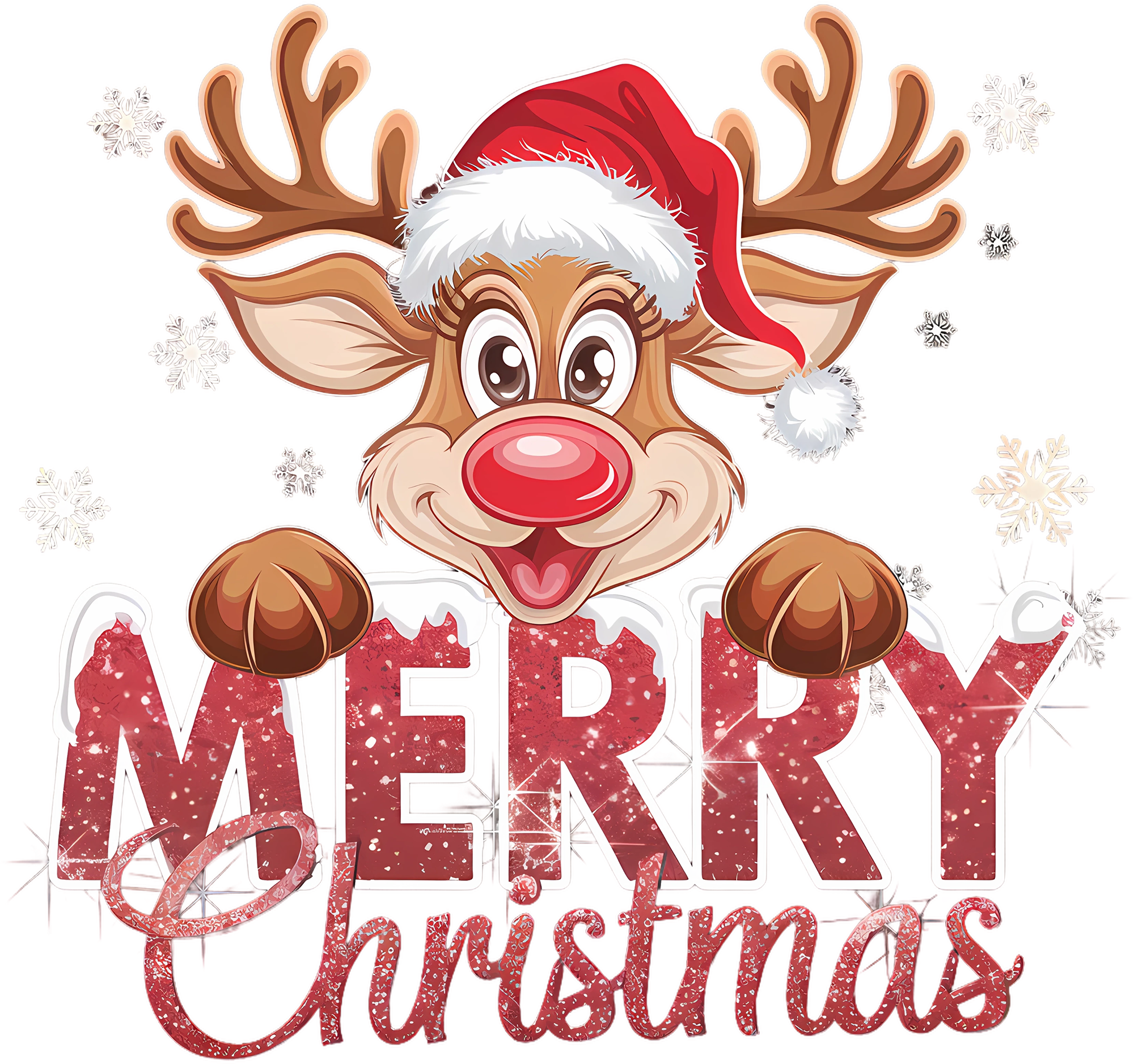 Merry Christmas Reindeer - Christmas Ready to Press DTF Transfer