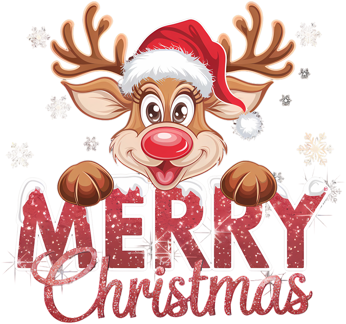 Merry Christmas Reindeer - Christmas Ready to Press DTF Transfer