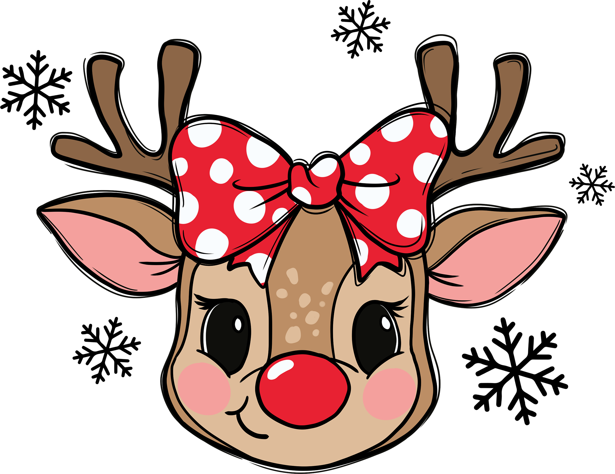 Christmas Girl Reindeer - Christmas Ready to Press DTF Transfer