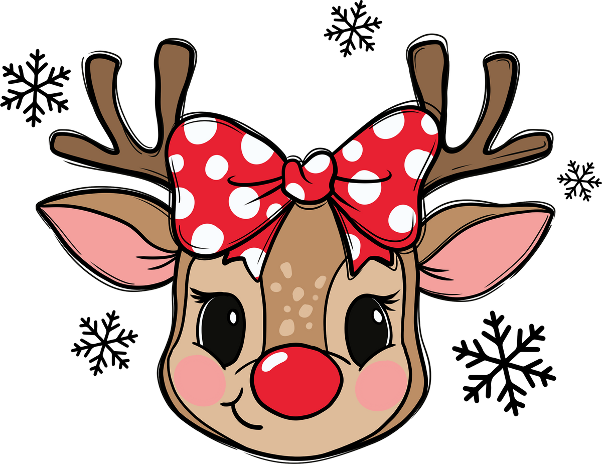 Christmas Girl Reindeer - Christmas Ready to Press DTF Transfer