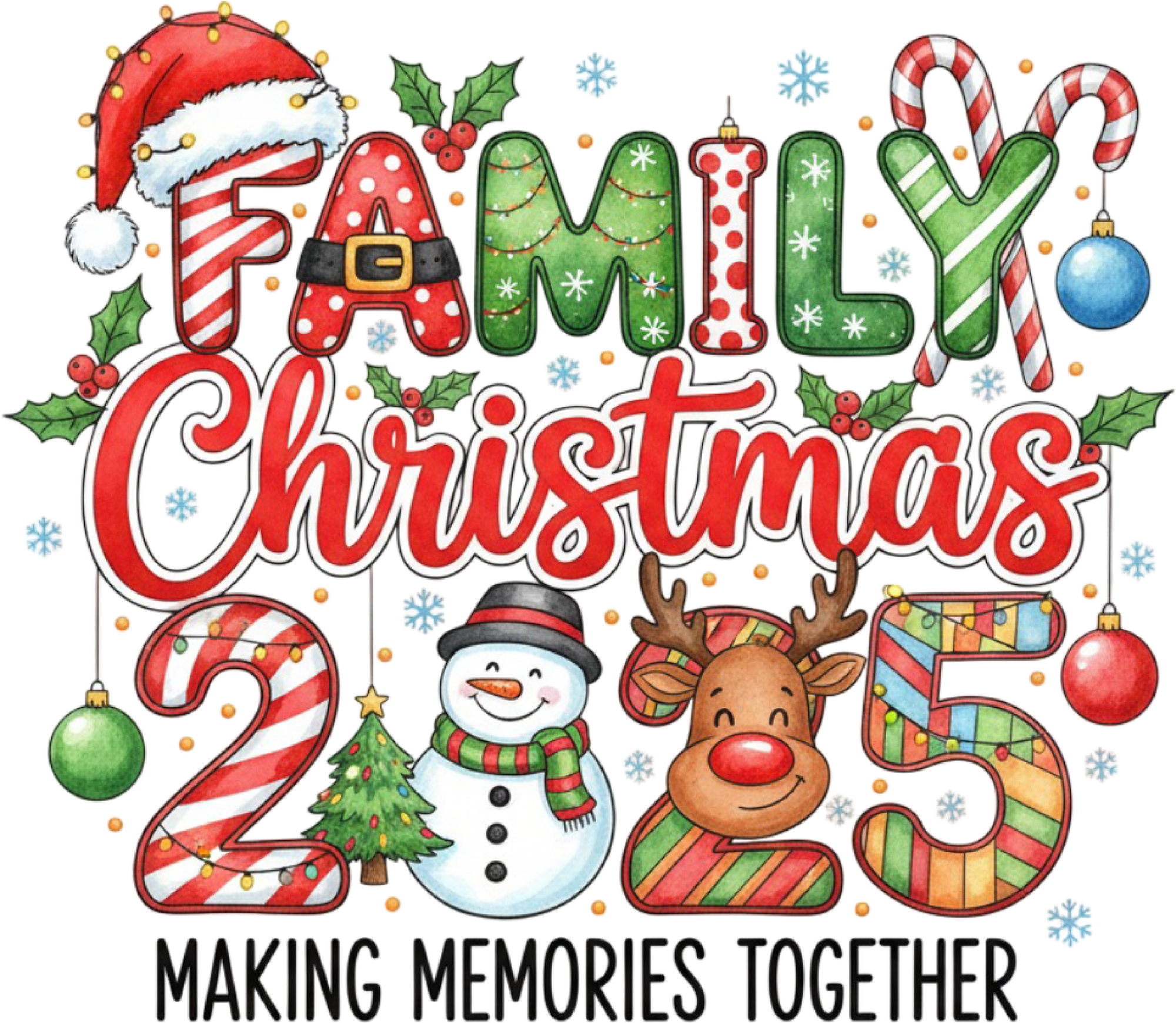 Family Christmas 2025 Making Memories Together - Christmas Ready to Press DTF Transfer