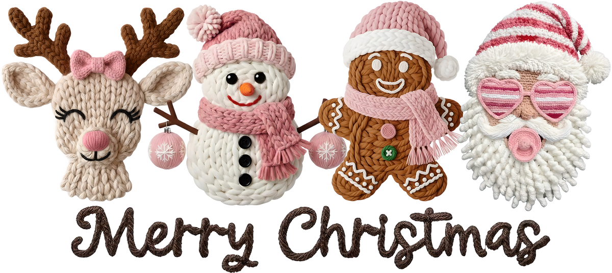 Faux Yarn Crochet Merry Christmas - Christmas Ready to Press DTF Transfer