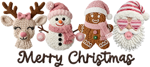 Faux Yarn Crochet Merry Christmas - Christmas Ready to Press DTF Transfer