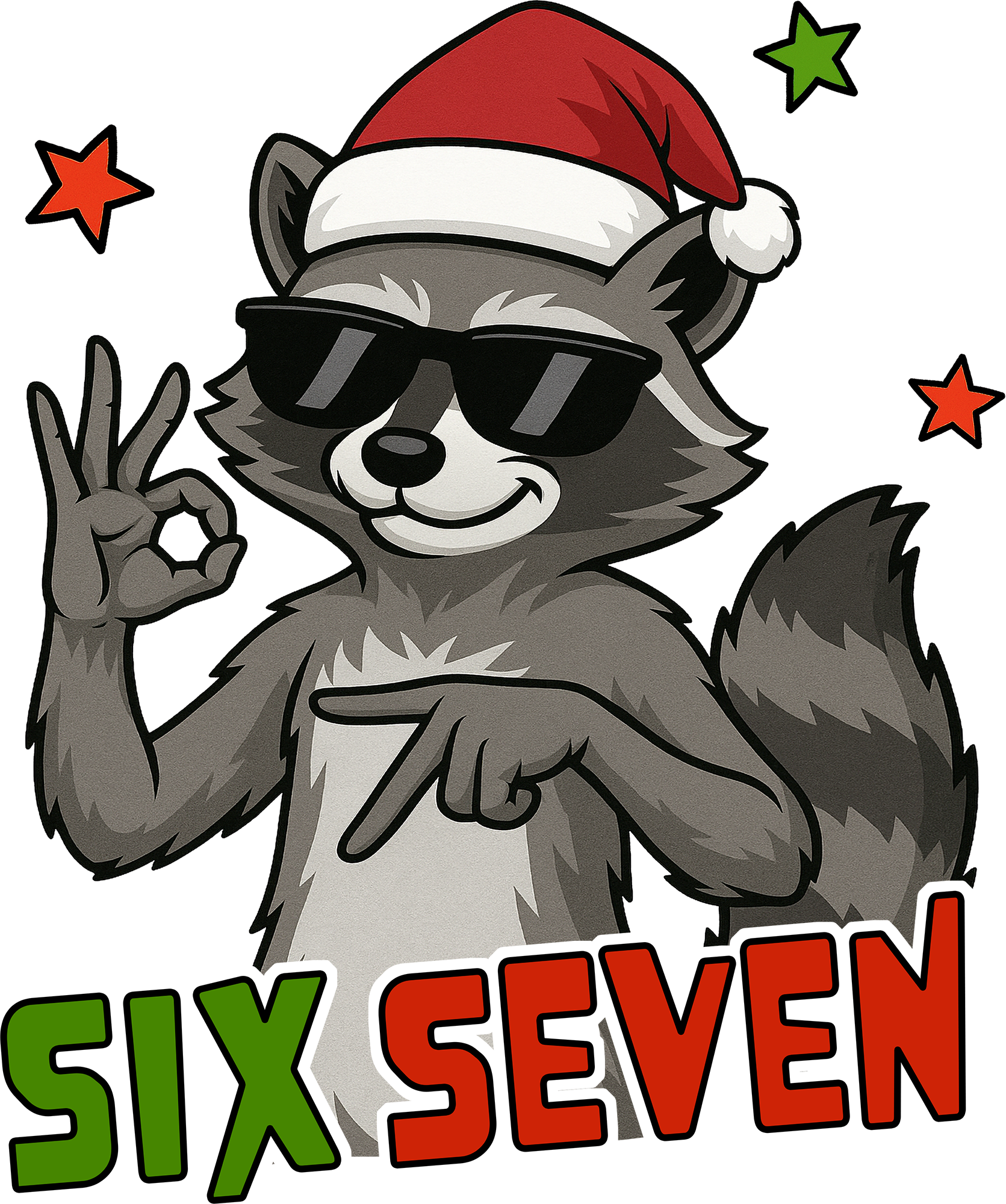 Raccoon Six Seven - Christmas Ready to Press DTF Transfer