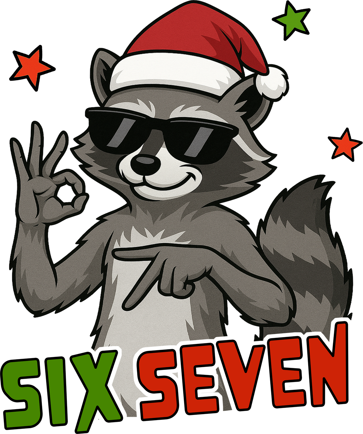 Raccoon Six Seven - Christmas Ready to Press DTF Transfer
