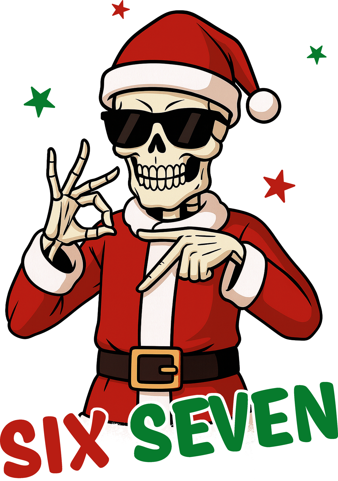 Six Seven Skeleton Santa - Christmas Ready to Press DTF Transfer