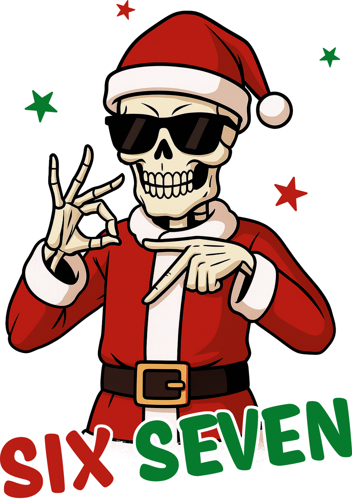 Six Seven Skeleton Santa - Christmas Ready to Press DTF Transfer