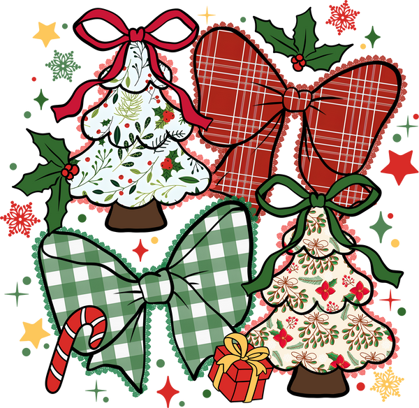Christmas Tree And Bow - Christmas Ready to Press DTF Transfer