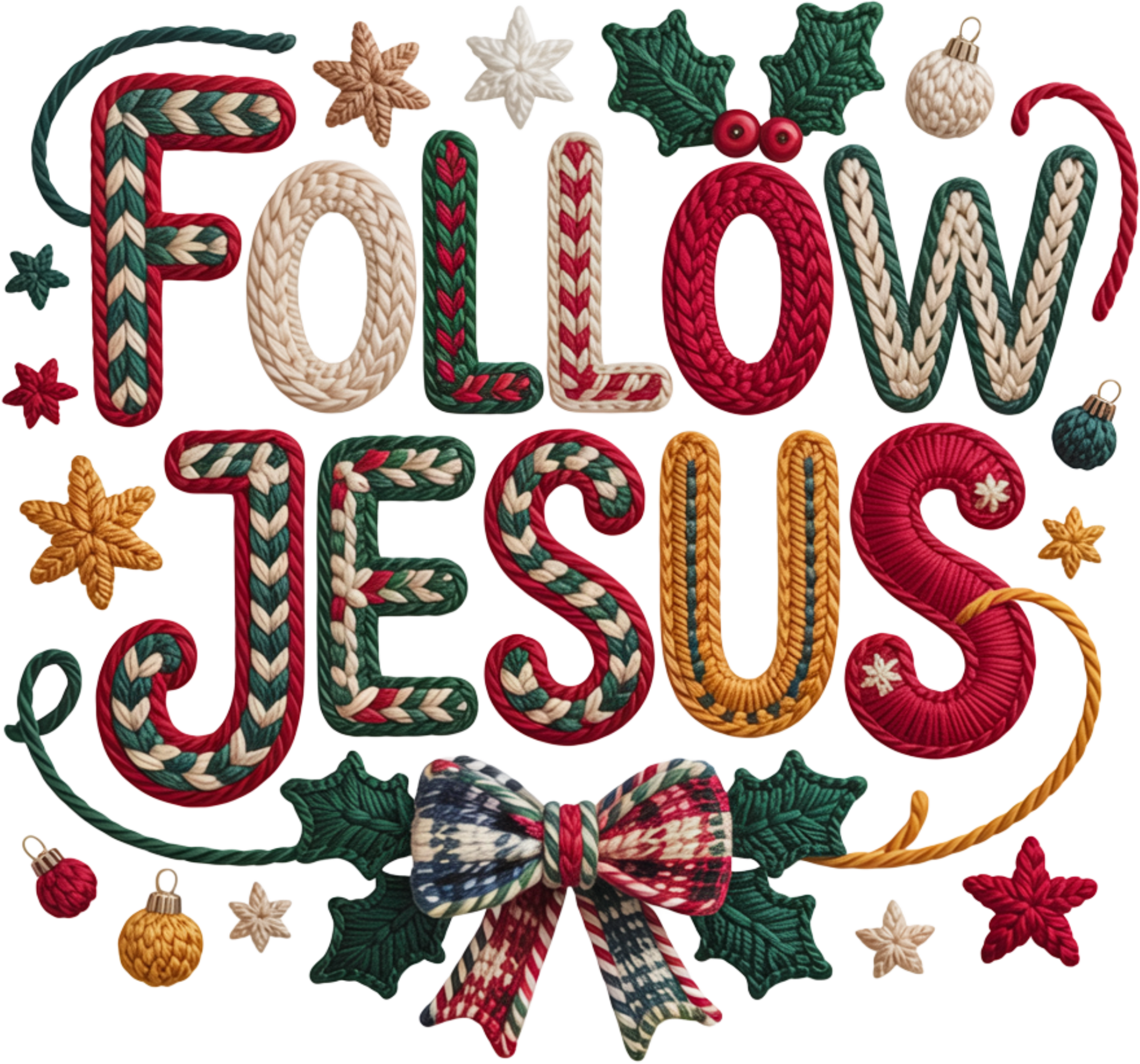 Christmas Follow Jesus - Christmas Ready to Press DTF Transfer