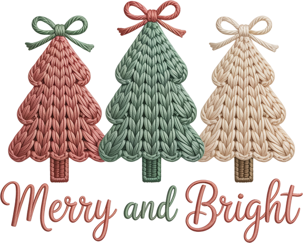 Faux Yarn Crochet Merry And Bright - Christmas Ready to Press DTF Transfer