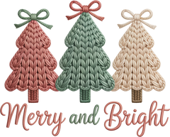 Faux Yarn Crochet Merry And Bright - Christmas Ready to Press DTF Transfer