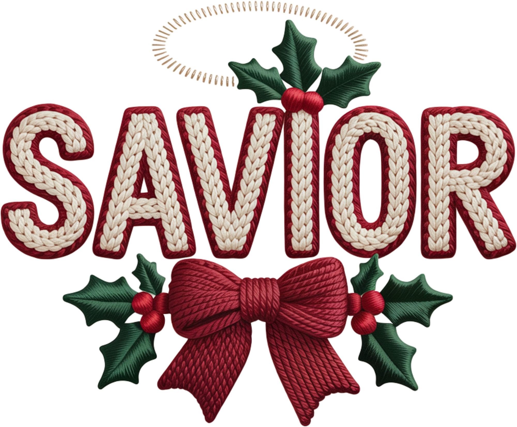 Faux Yarn Crochet Savior - Christmas Ready to Press DTF Transfer