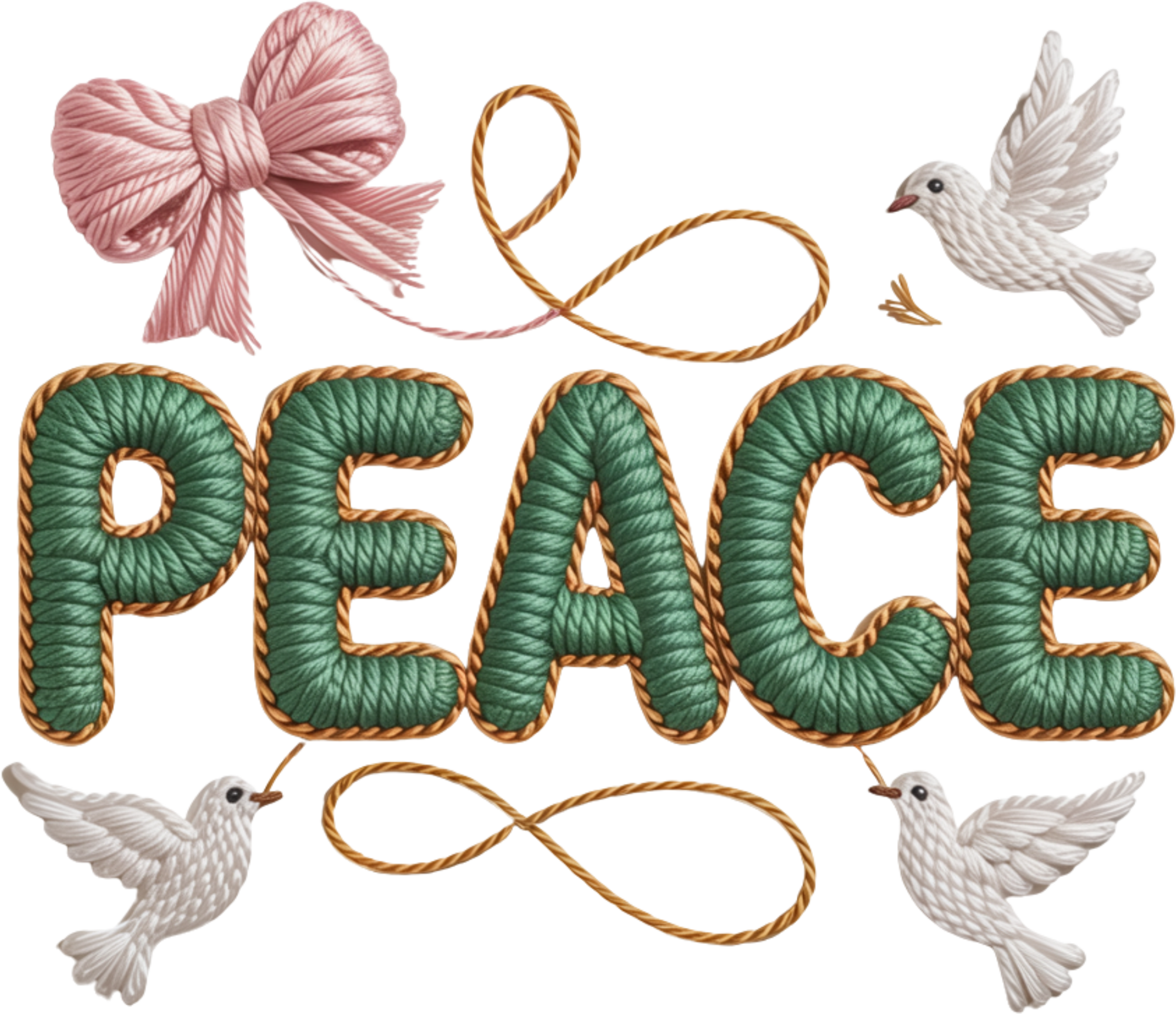 Faux Yarn Crochet Peace - Christmas Ready to Press DTF Transfer