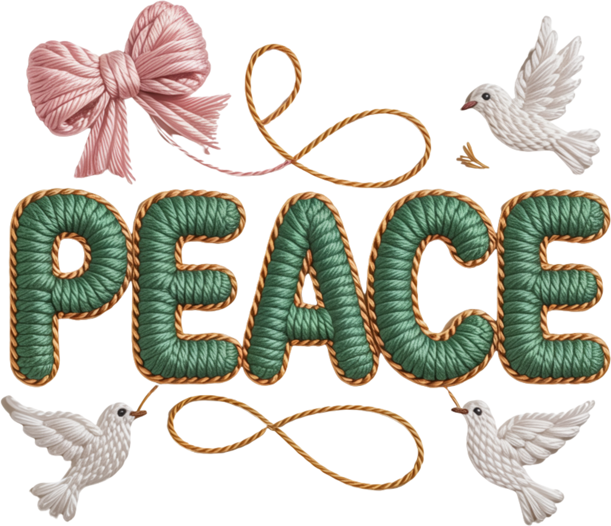 Faux Yarn Crochet Peace - Christmas Ready to Press DTF Transfer
