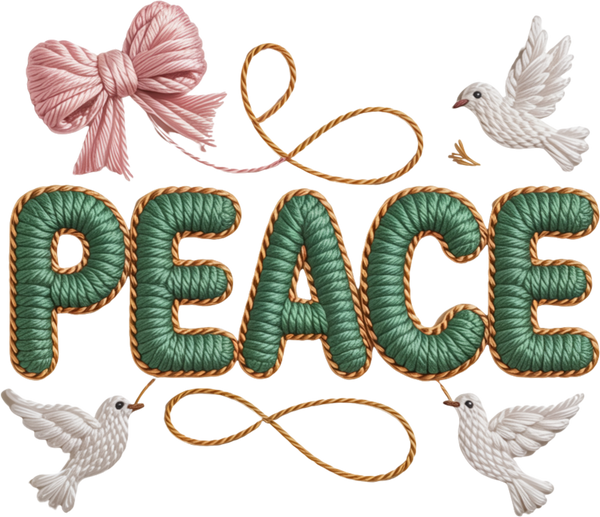 Faux Yarn Crochet Peace - Christmas Ready to Press DTF Transfer