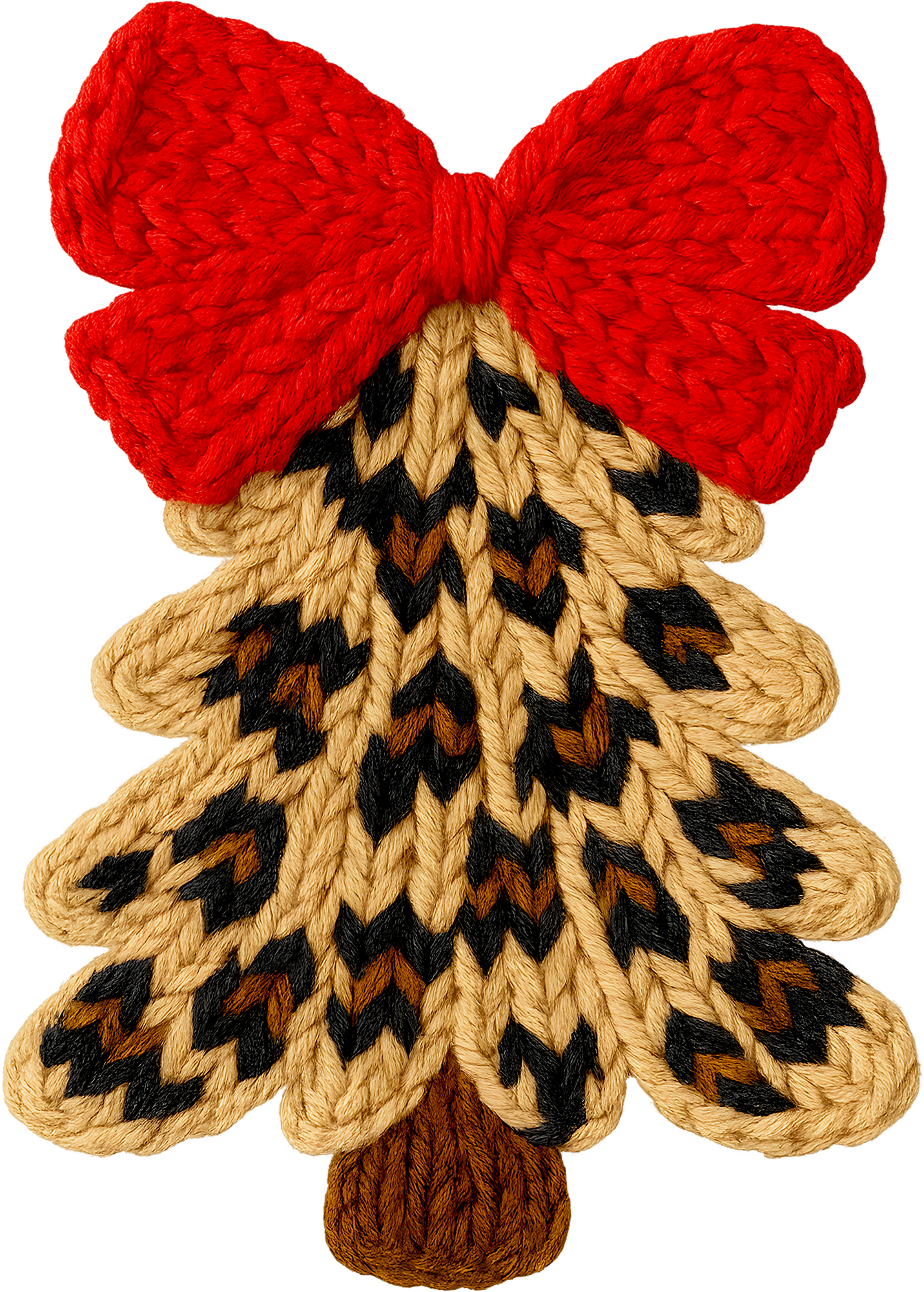 Faux Yarn Leopard Christmas Tree - Christmas Ready to Press DTF Transfer